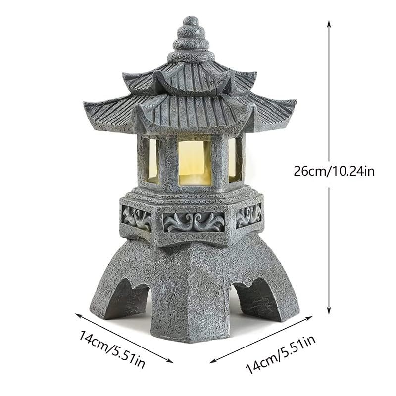 Zen Solar Pagoda Lantern Garden Statue