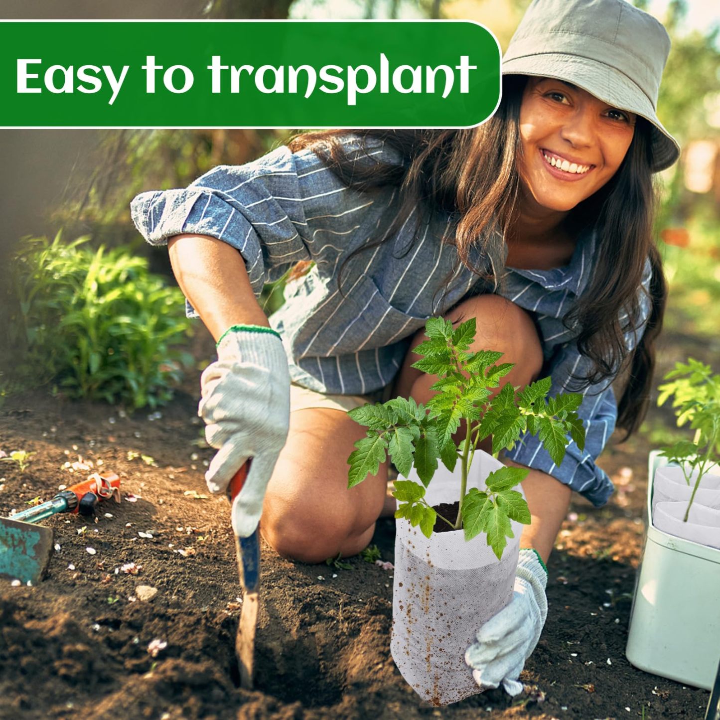 60 PCS 13.5''H Deep Nursery Grow Bags, Biodegradable Non-Woven Fabric Planting Pots for Indoor & Outdoor Seedlings, Vegetables, Flowers & Fruits