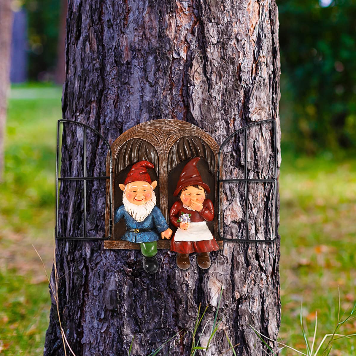 Couple Gnome Peeker Yard Art Garden Ornamen