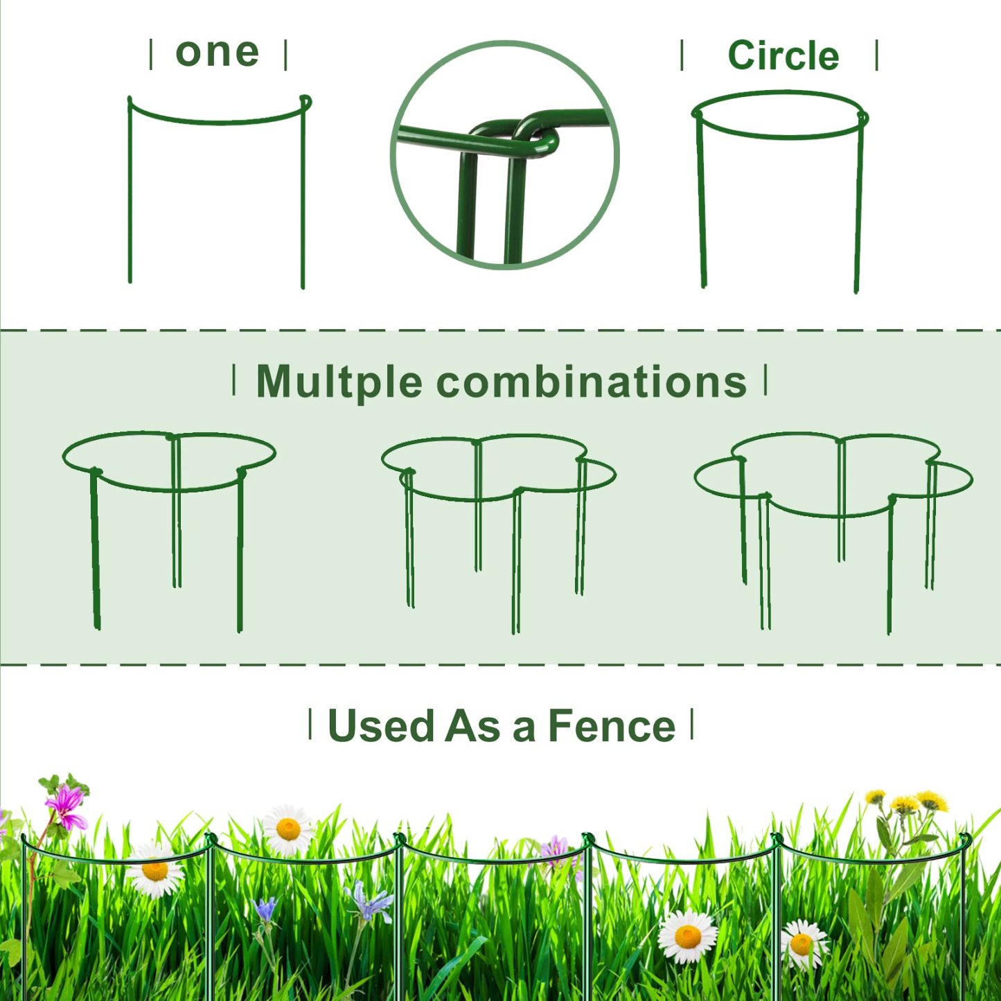 6 Pack Metal Plant Support Rings, 9.8" W x 15.7" H Garden Plant Stake Cages, Peony & Tomato Support Stands for Hydrangea, Flowers and Indoor Plants