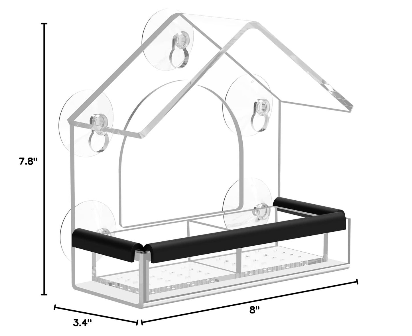 Clear Window Bird Feeder with 5 Extra Strong Suction Cups, Sturdy Acrylic Outdoor Bird Feeder for Wild Bird Watching, Garden Decor & Bird Lover Gift