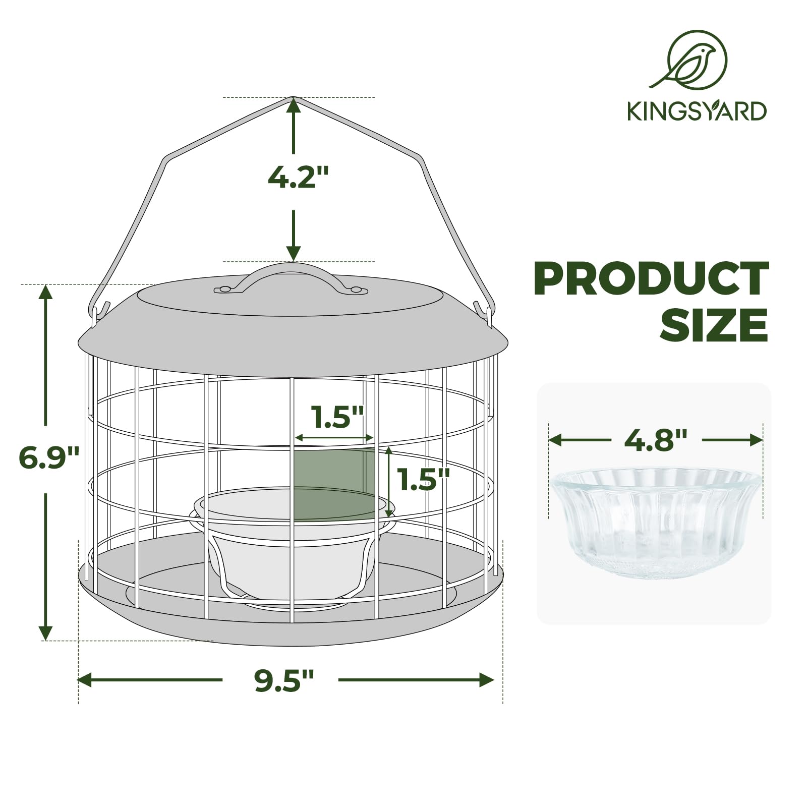 All Metal Bluebird Feeder, Outdoor Hanging Cage Mealworm Bird Feeder with Tray, Squirrel Proof & Weather Resistant, Easy to Refill and Clean