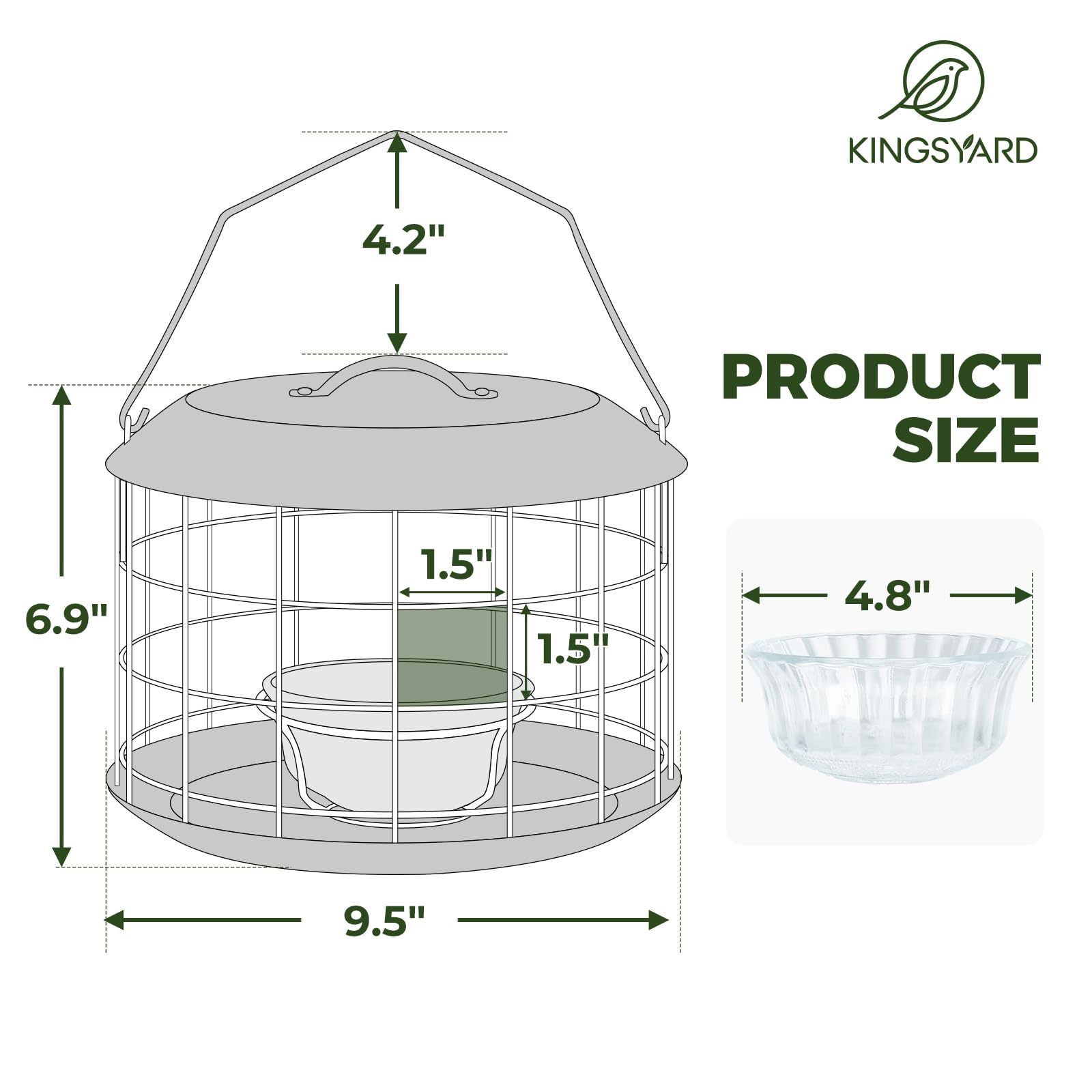 All Metal Bluebird Feeder, Outdoor Hanging Cage Mealworm Bird Feeder with Tray, Squirrel Proof & Weather Resistant, Easy to Refill and Clean