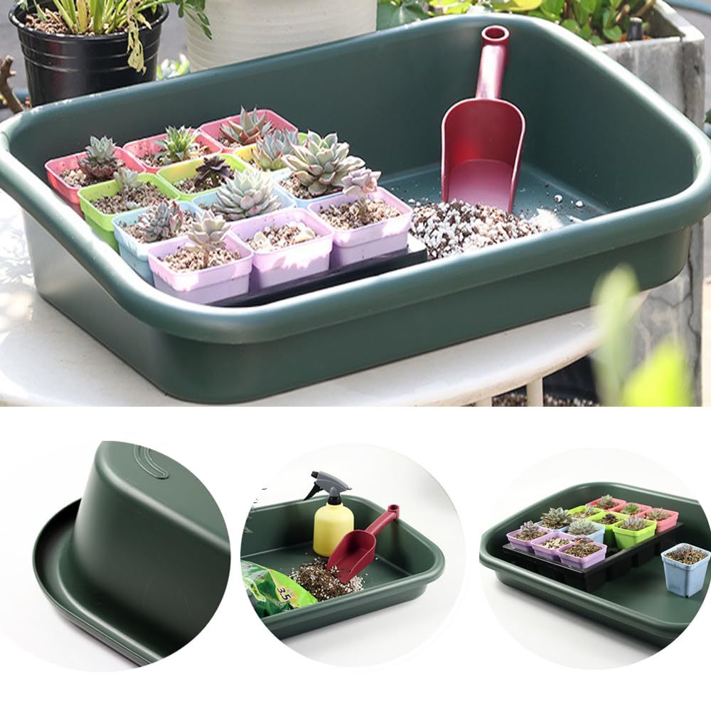 One-Piece Garden Potting Tidy Tray, Multipurpose Soil Mixing Planting Tray for Seedling Cultivation, Succulent Cactus Gardening Storage Tray