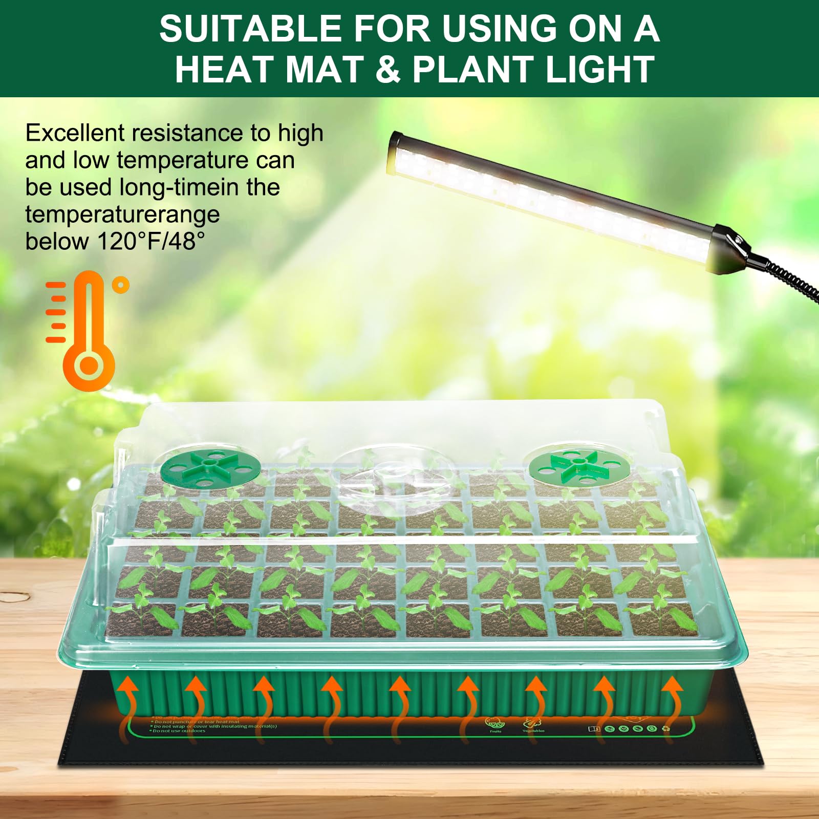 5 Pack Seed Starter Trays, 200 Cells Total Seed Starting Kit with Adjustable Humidity Dome, Mini Greenhouse Plant Germination Tray for Seedlings Growing