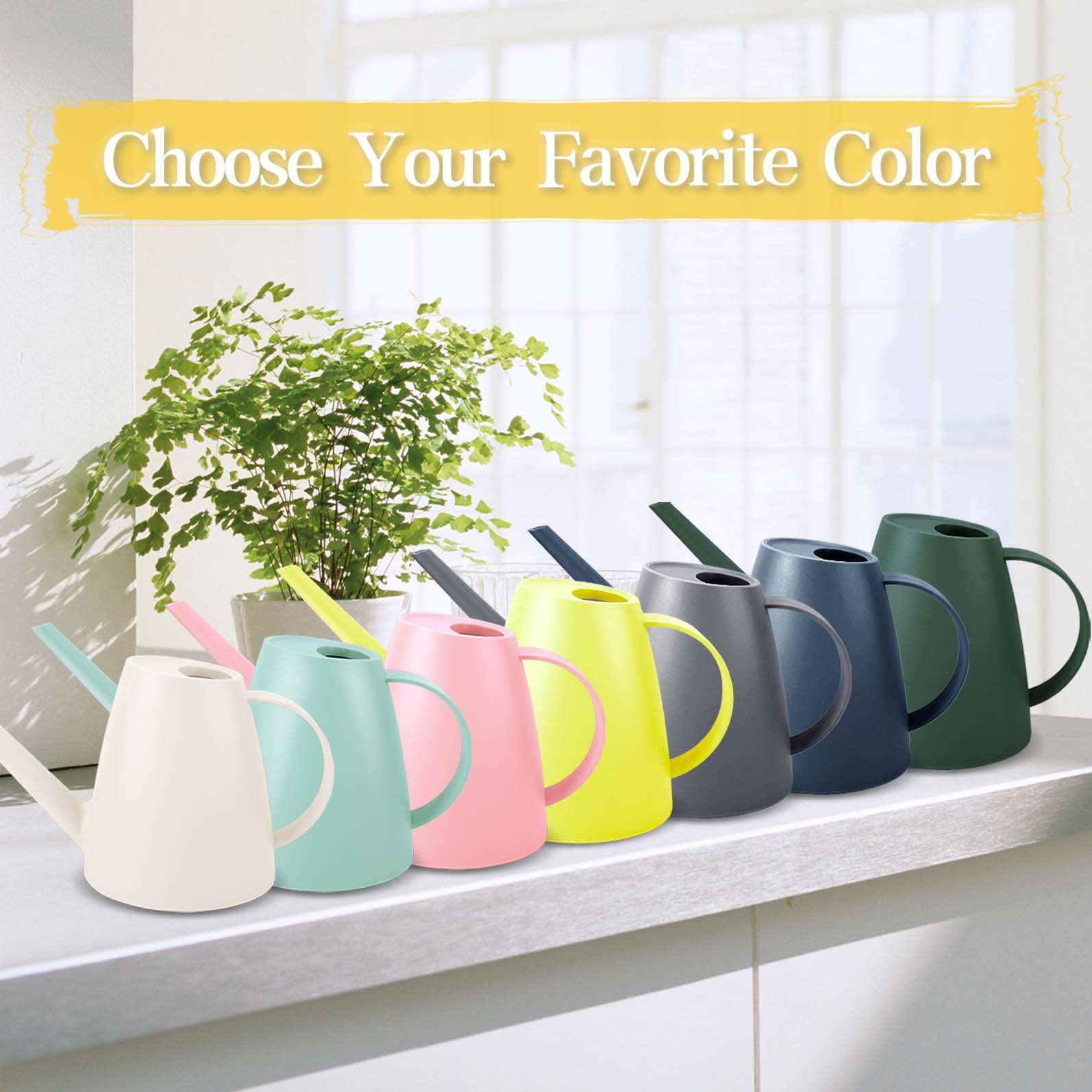 1/2 Gallon Long Spout Watering Can, 1.8L Plastic Water Pot for Home Garden Plants