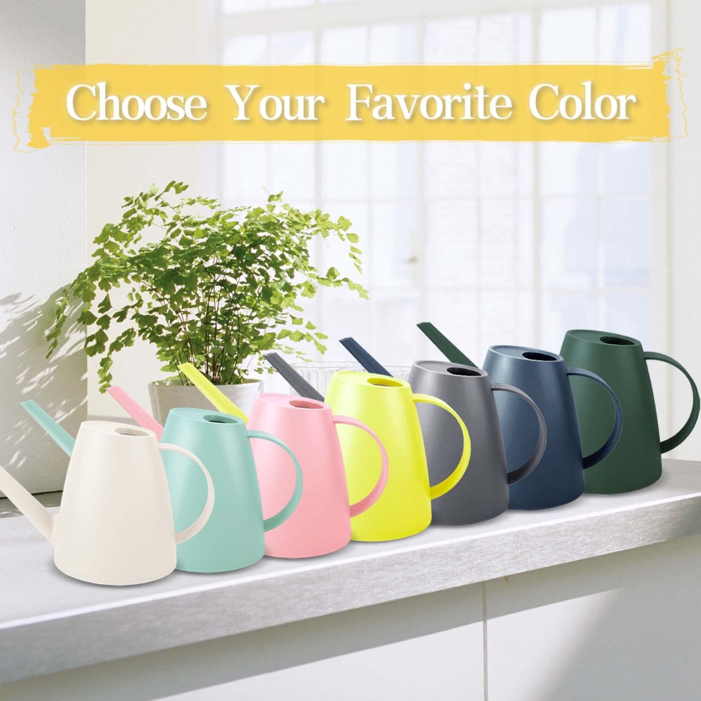 1/2 Gallon Long Spout Watering Can, 1.8L Plastic Water Pot for Home Garden Plants