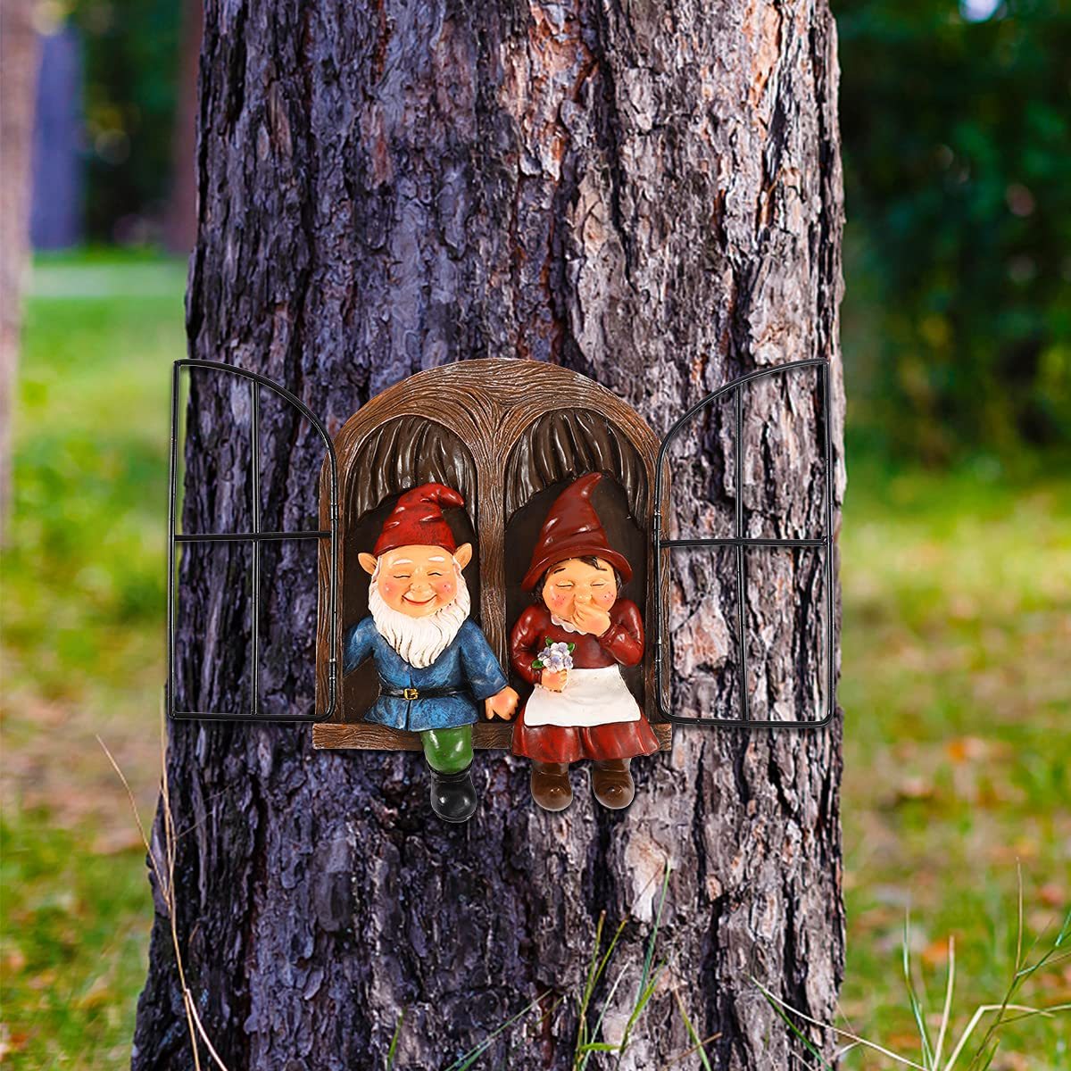 Couple Gnome Peeker Yard Art Garden Ornamen