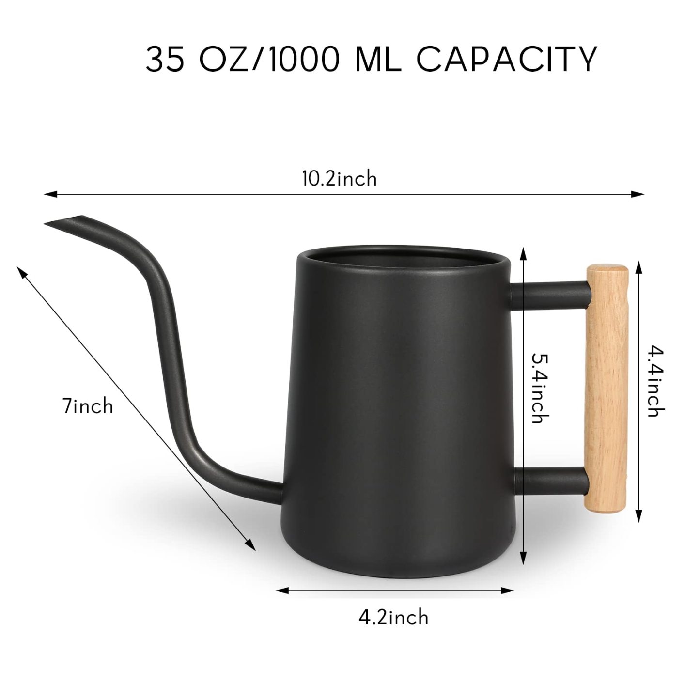 35oz/1000ml Stainless Steel Watering Can, Long Spout Metal Water Pot for Indoor House Plants Bonsai Outdoor Garden Decor