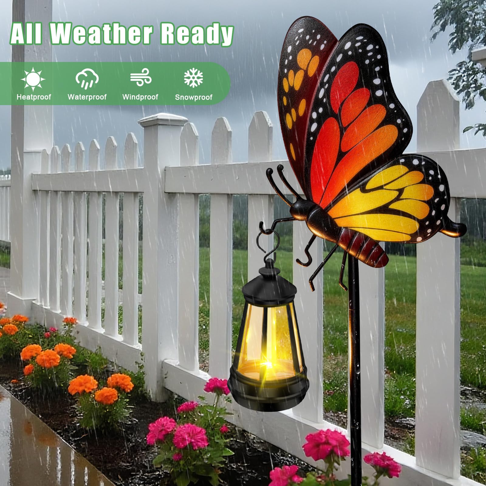 Waterproof Solar Butterfly Stake Lights, 32.28 Inch Metal Garden Decor Lights, Outdoor Decorative Lamps for Yard Patio Porch Lawn, Ideal Birthday Gifts for Mom & Women
