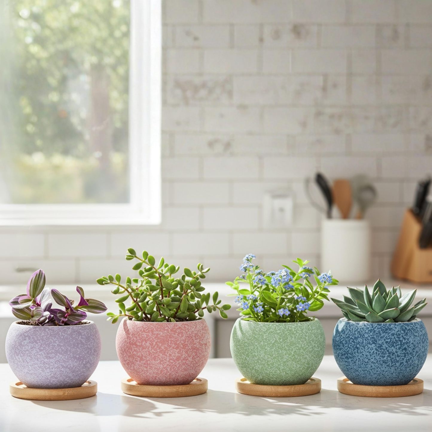 6 Pack 3 Inch Ceramic Succulent Pots, Small Planters with Drainage for Indoor Plants, Mini Cactus & 2 Inch Small Plants