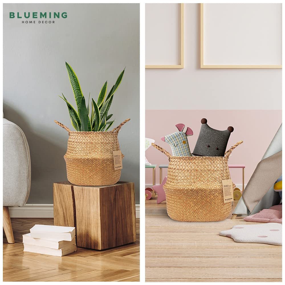 9-10 Inch Woven Wicker Plant Basket, Olive Tree Pot for Indoor Fake Trees, Decorative Planter Basket for Faux Artificial House Plants