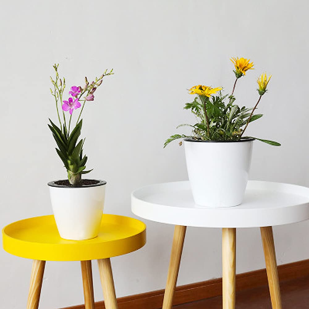 12 PCS 4 Inch Self Watering Plastic Planters with Inner Pot, White Flower Pots for Herbs, Succulents & All House Plants