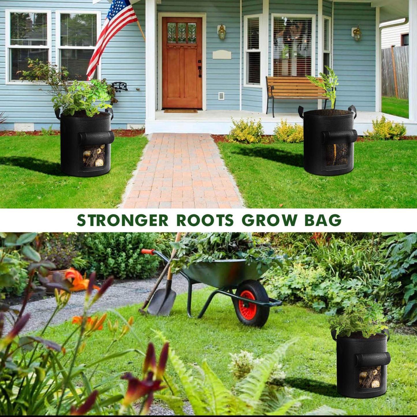 5-Pack 10 Gallon Potato Grow Bags, Thickened Nonwoven Fabric Planting Pots with Reinforced Handles for Vegetables, Tomatoes & Fruits