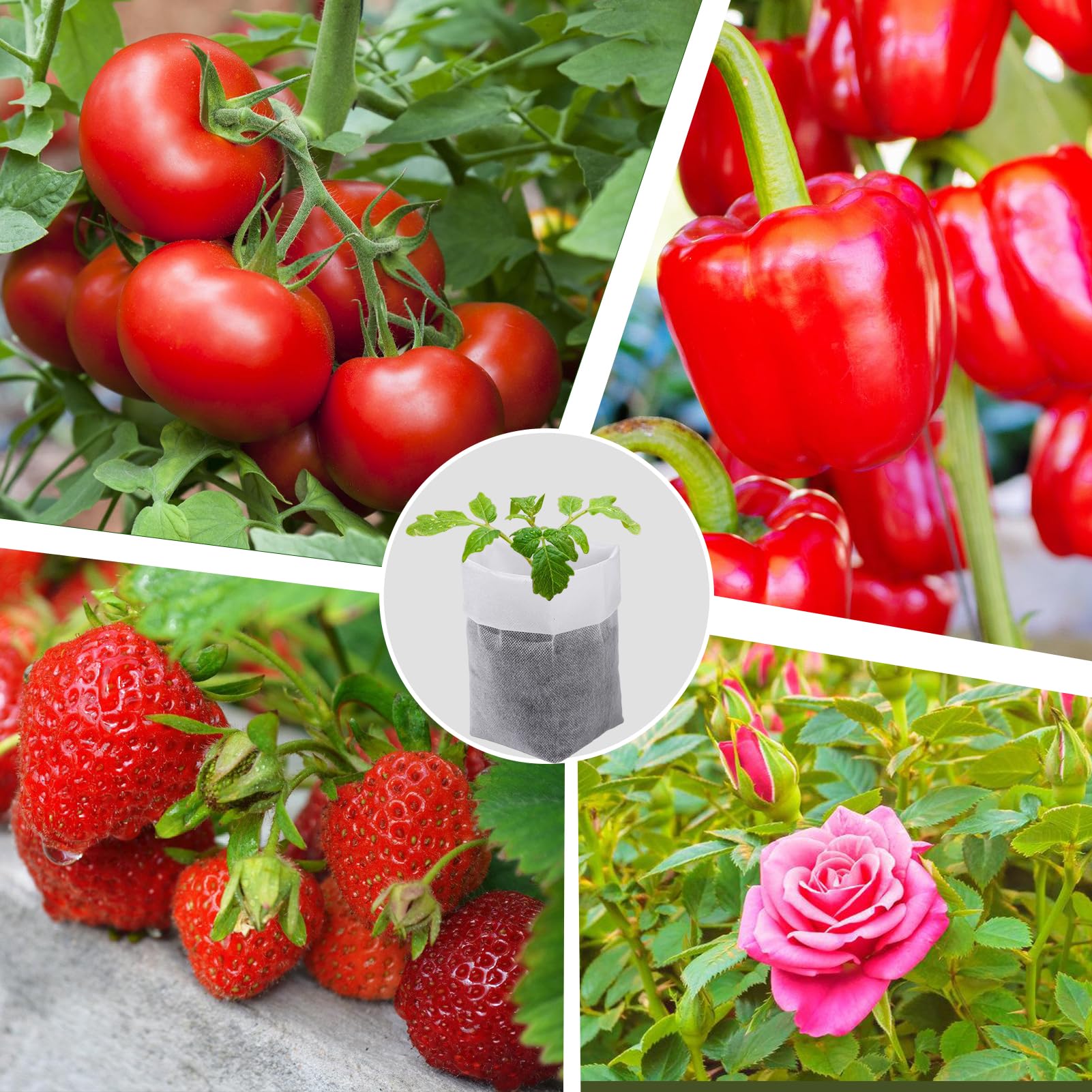 60 PCS 13.5''H Deep Nursery Grow Bags, Biodegradable Non-Woven Fabric Planting Pots for Indoor & Outdoor Seedlings, Vegetables, Flowers & Fruits