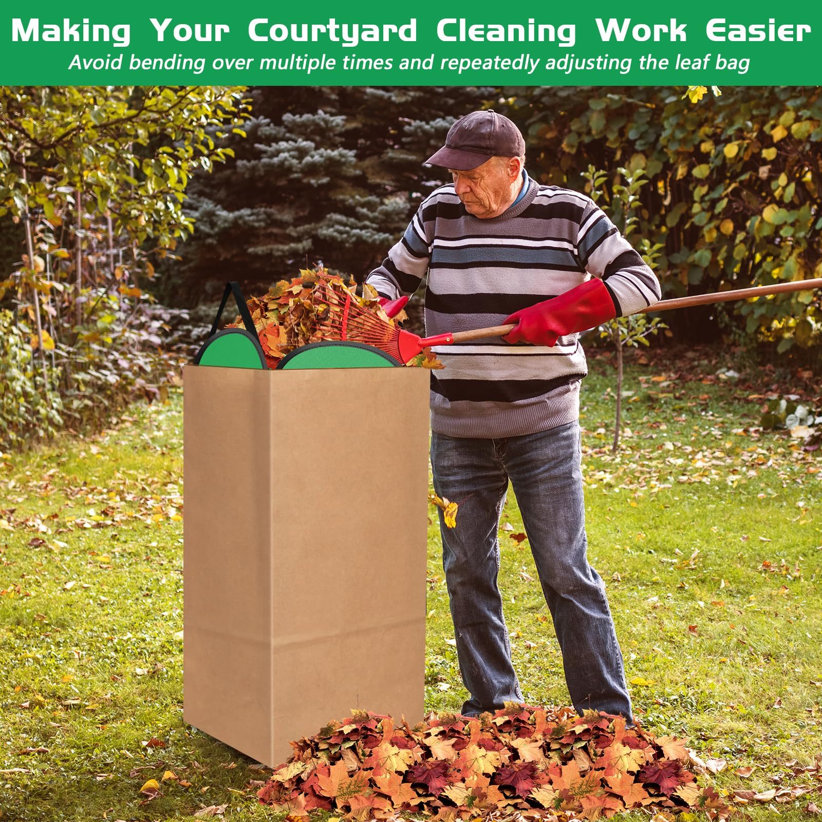2 Pack Pop-Up Leaf Bag Holder | Reusable Funnel Chute for Easy Yard Waste & Leaf Collection