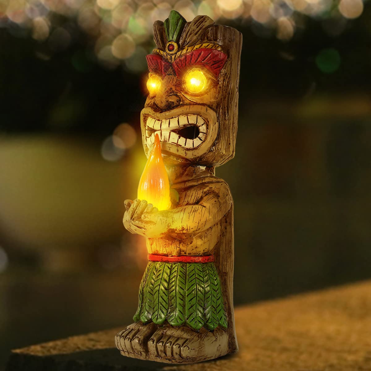 Solar Torch Tiki Garden Statue
