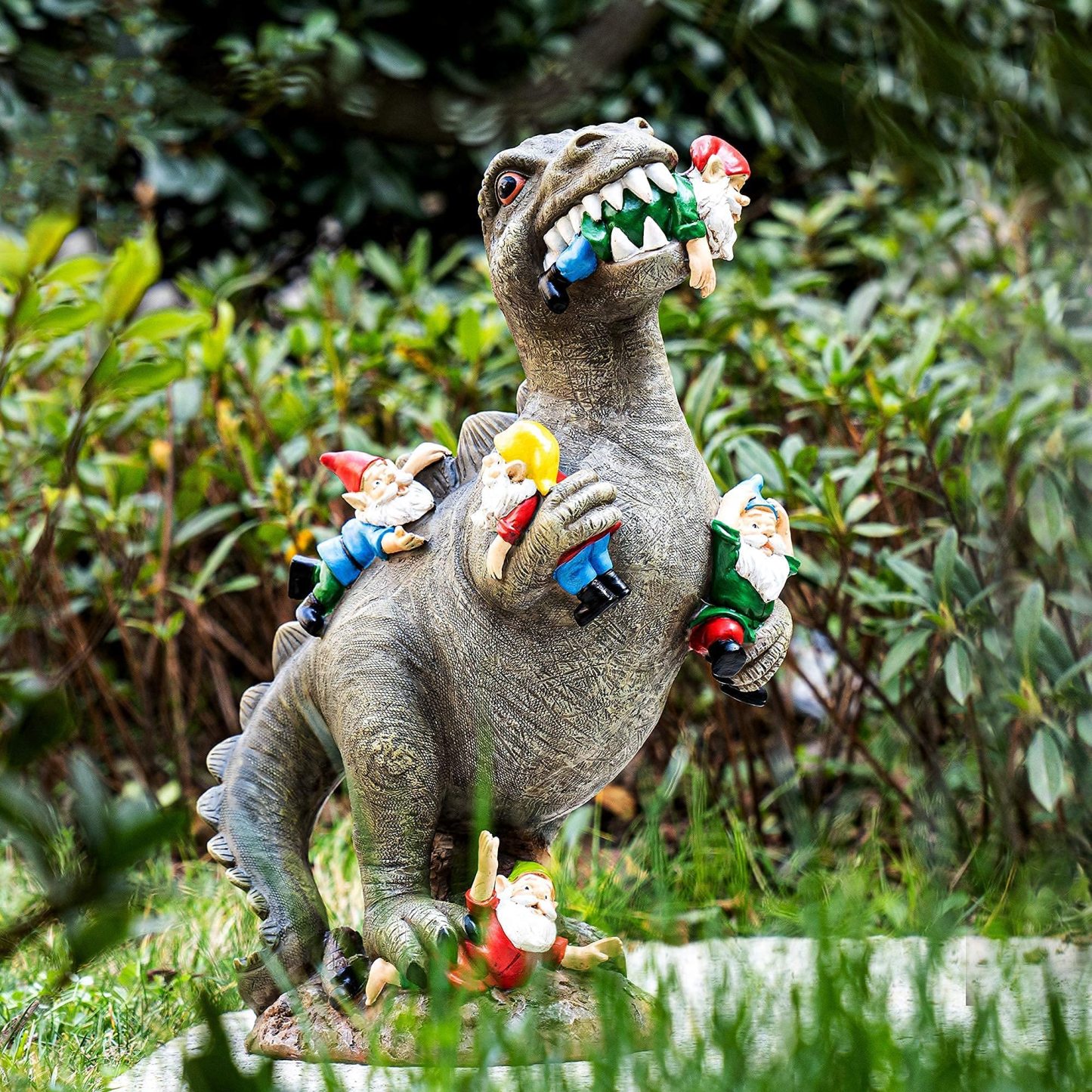 14 Inch Dinosaur Gnome Garden Statue, Outdoor Yard Patio Lawn Decor Ornament, Perfect Gardening & Housewarming Gift for Women