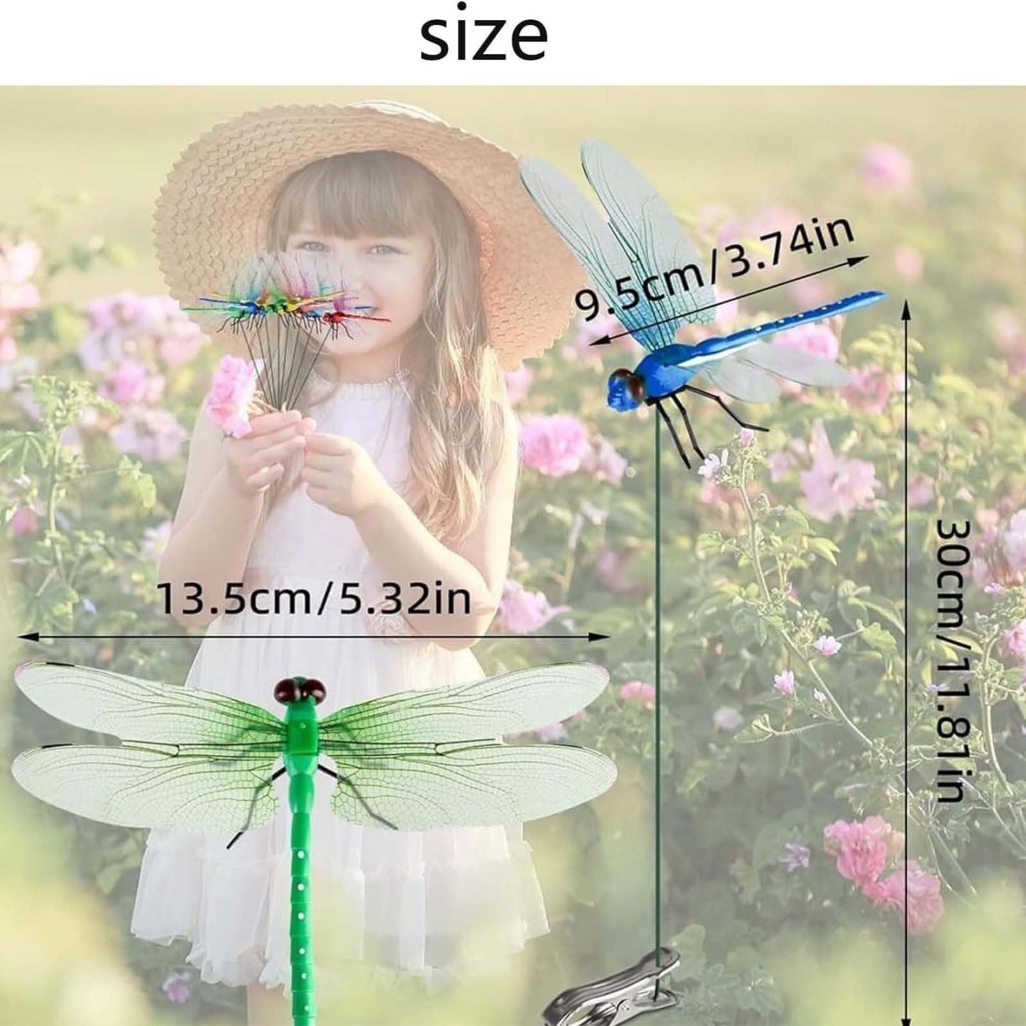 12 Pcs 3D Dragonfly Decorative Clips, Outdoor Horticultural Decor, Pole & Hat Clips for Garden