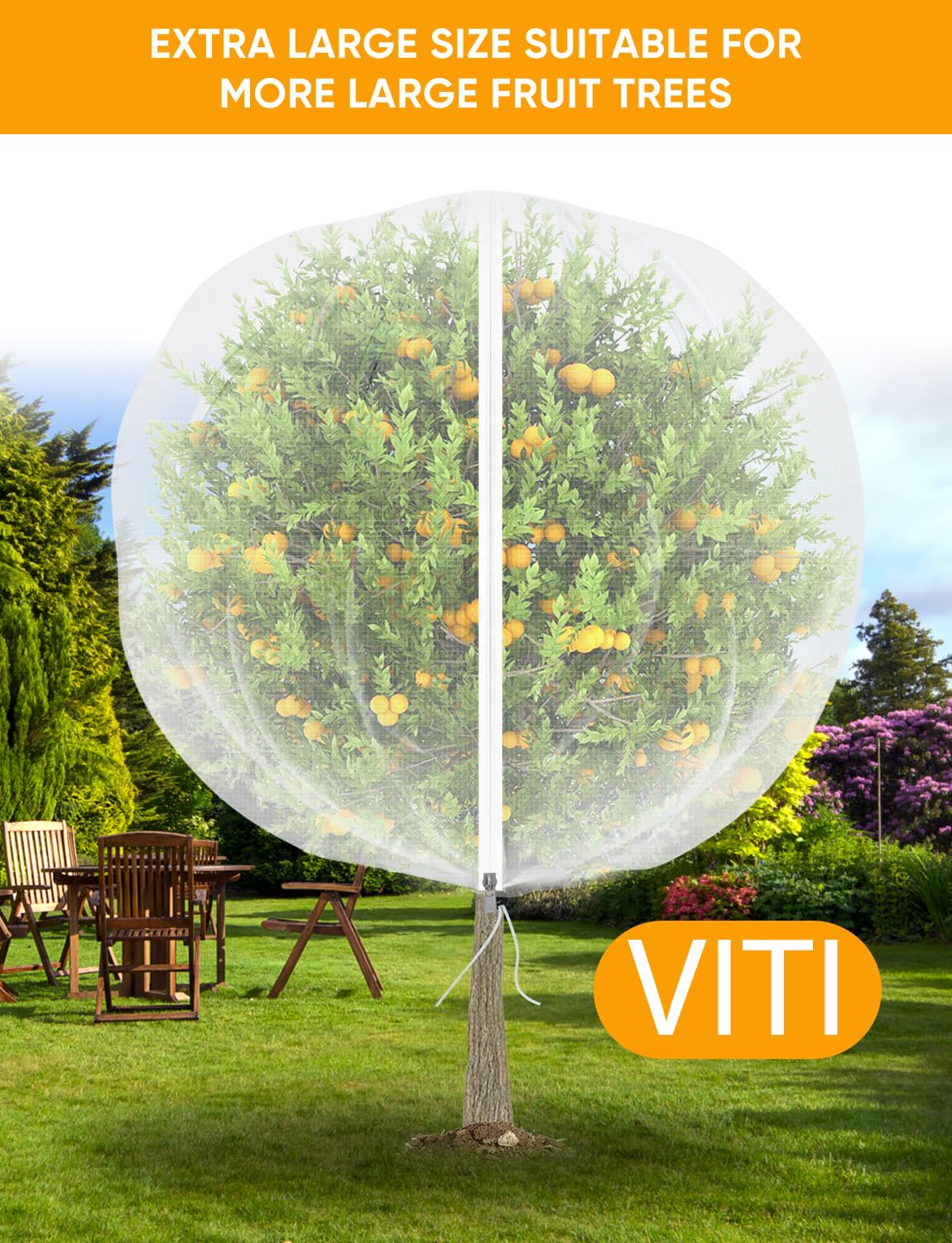 2 Pack 6x5.3FT Fruit Tree Protection Netting with Zipper & Drawstring, Breathable Pest Barrier Cover Against Cicadas, Birds & Insects for Apple, Cherry Trees, Blueberry Bushes and Tomatoes