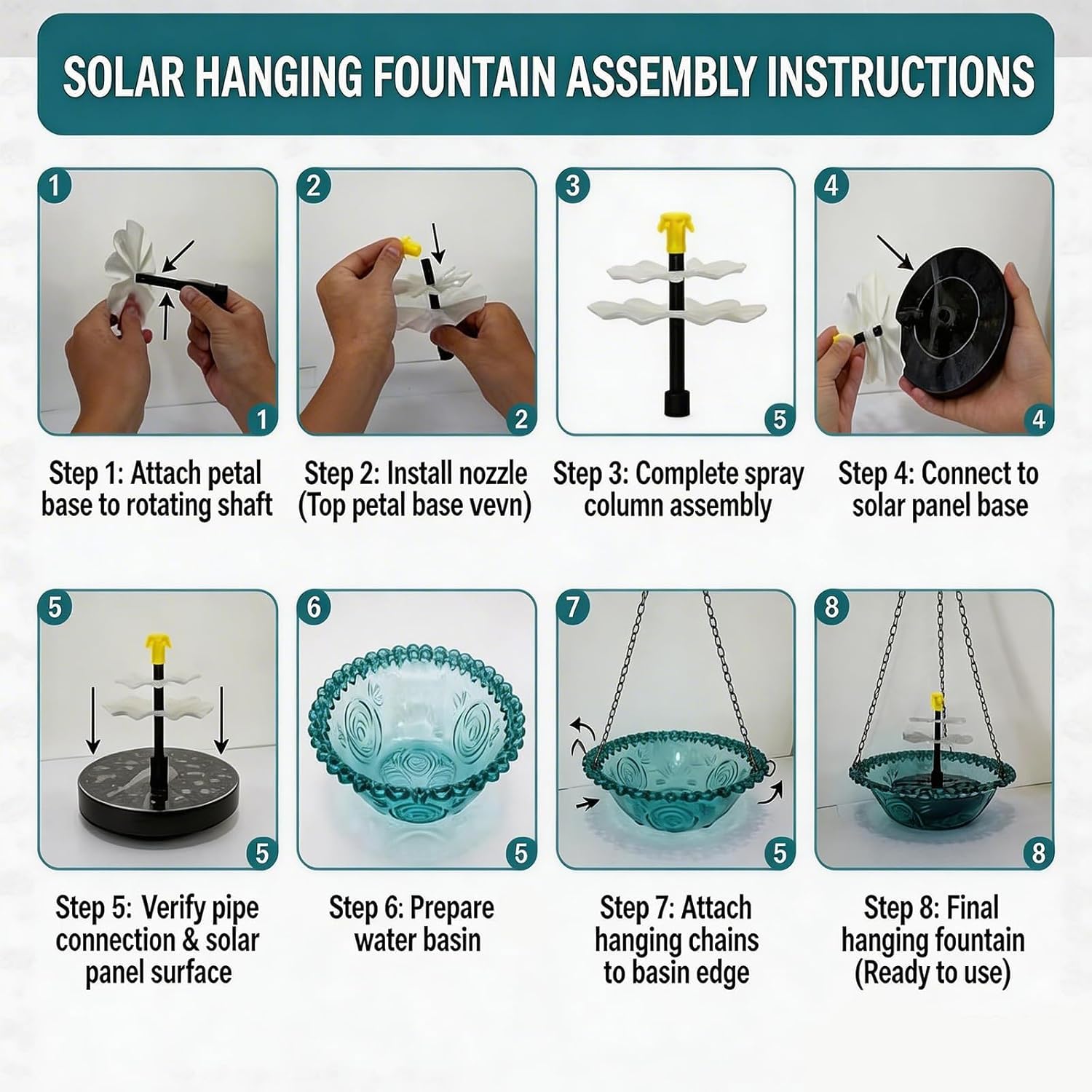 Upgrade 3-Layer Hanging Solar Bird Bath Fountain, Solar Powered Cascading Water Fountain, Outdoor Hummingbird Bath for Garden Yard Patio Backyard Lawn Decor