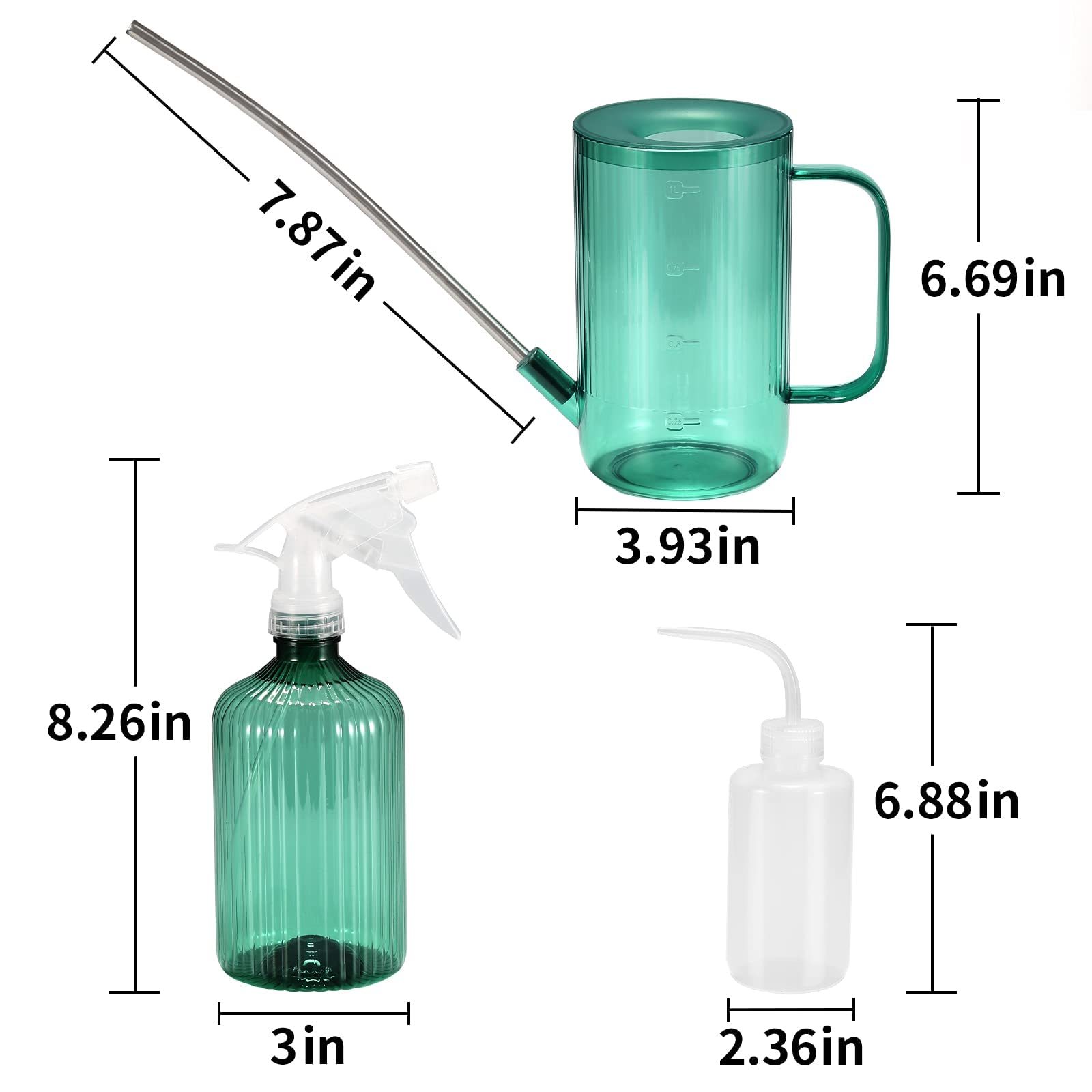 34oz Small Long Spout Watering Can, Indoor Plant Watering Set with Spray Bottle & Squeeze Bottle for House Plants and Potted Flowers