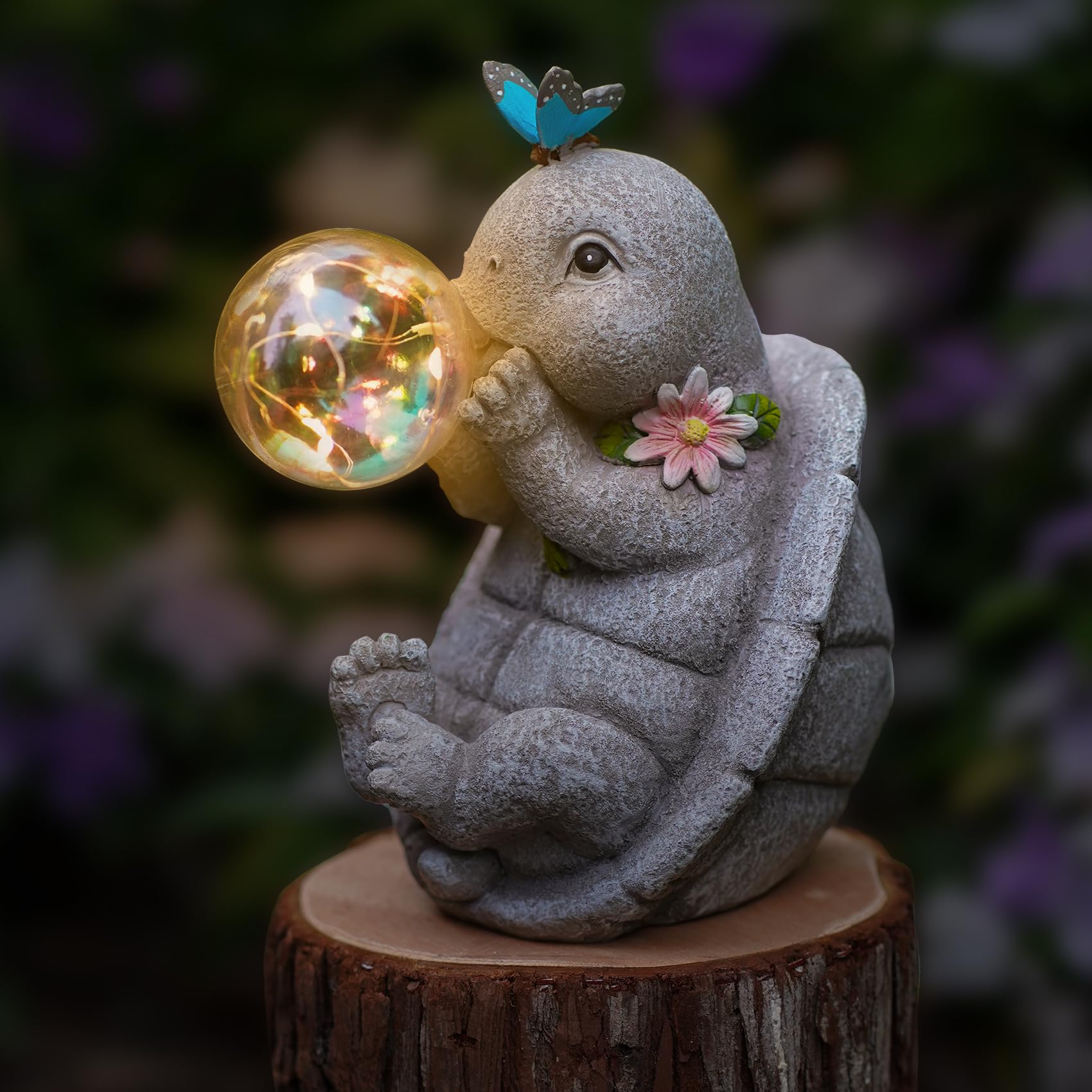 Solar Turtle Garden Statue with Bubble LED Lights, Waterproof Resin Tortoise Ornament for Yard Patio Lawn, Ideal Mother’s Day Birthday Housewarming Gifts