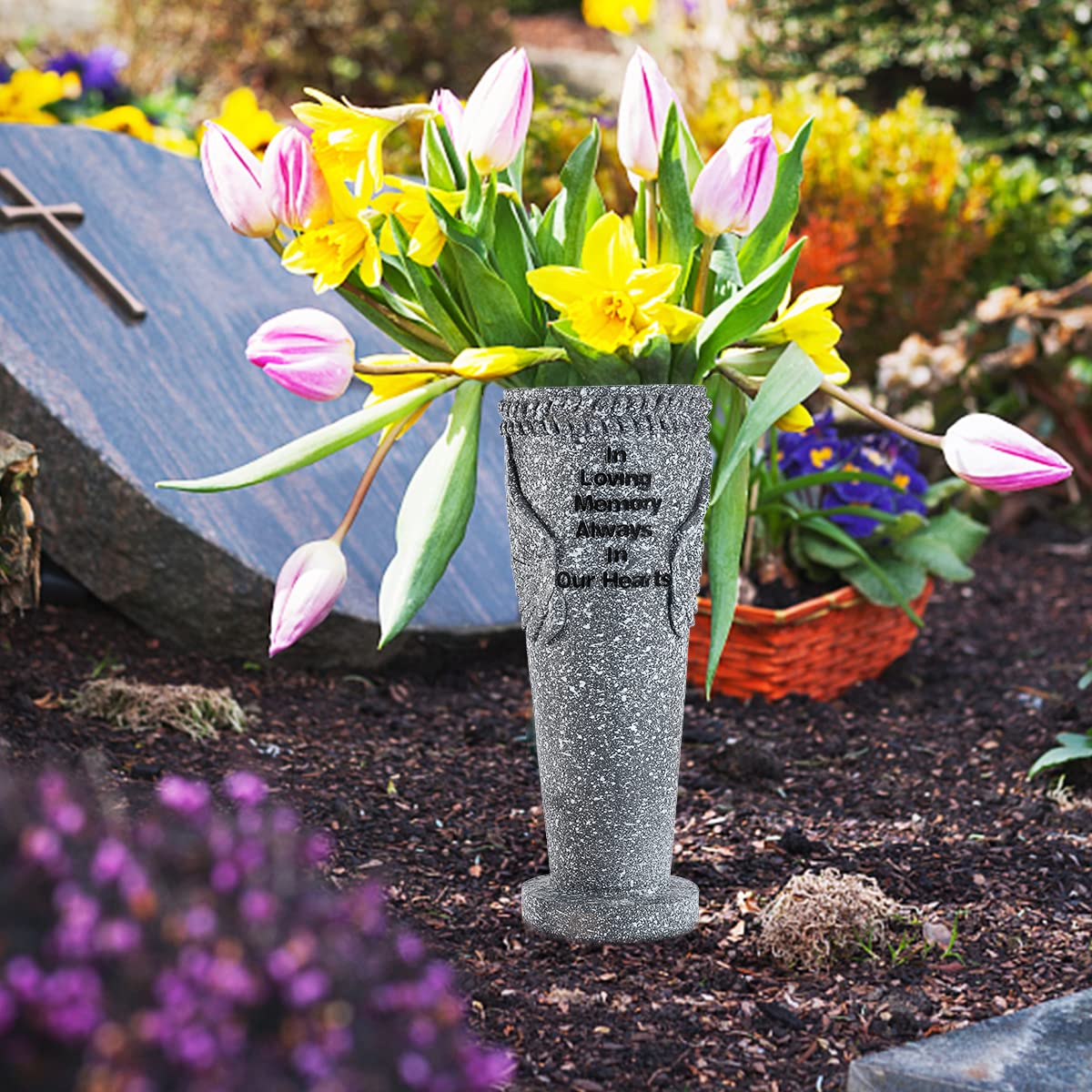 Cemetery Grave Vase with Ground Spikes
