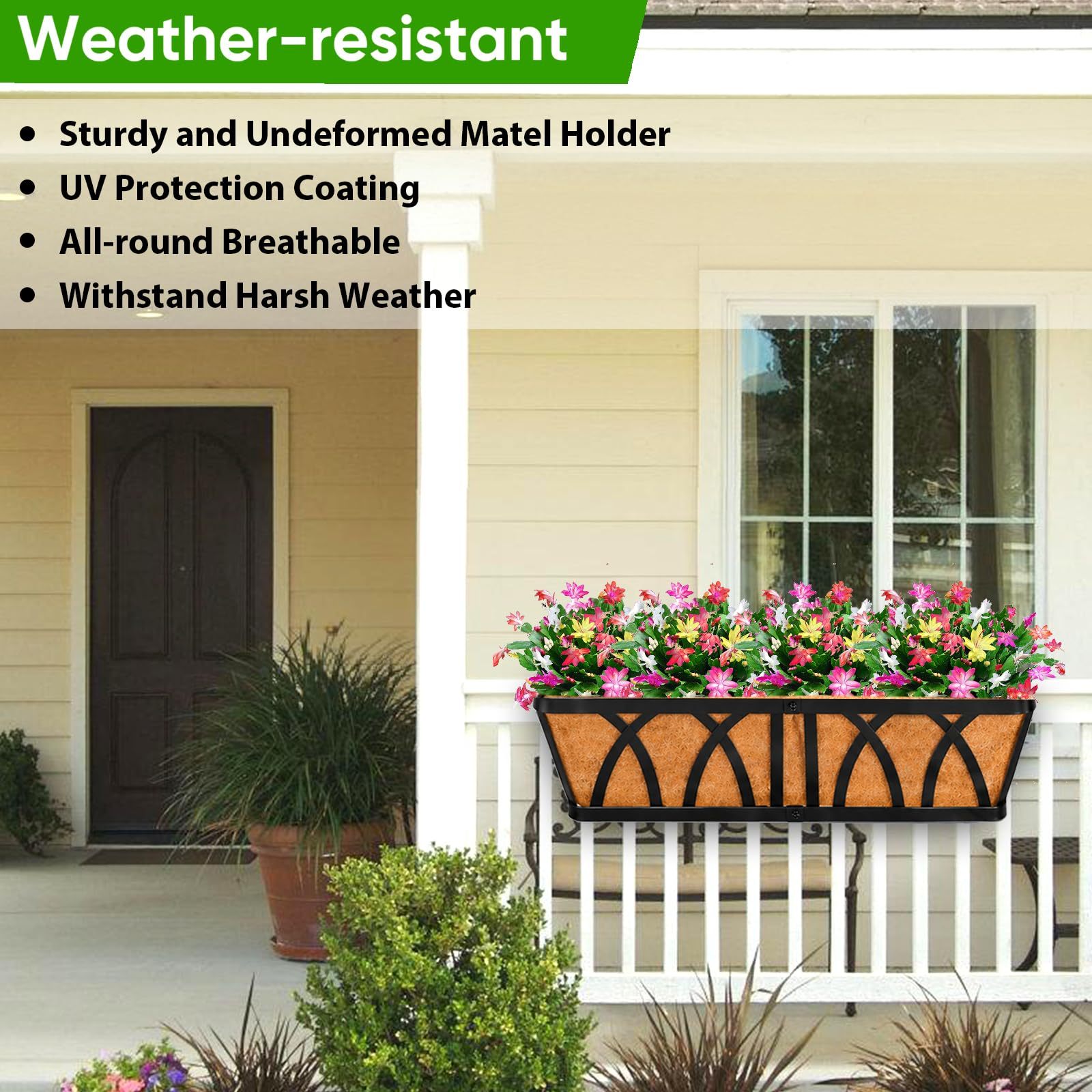 3 Pack 24 Inch Hanging Railing Planter Boxes, Outdoor Window Planters for Deck Balcony Fence Garden