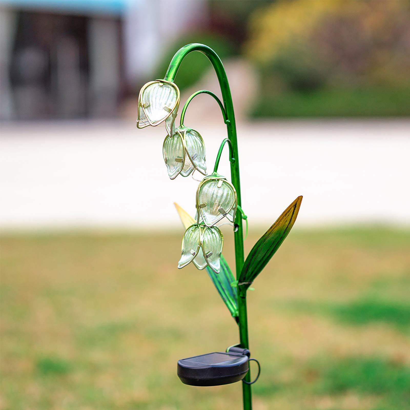 Solar Powered Glass Flower Stake Lights, Outdoor Decor for Yard, Lawn, Backyard & Landscape