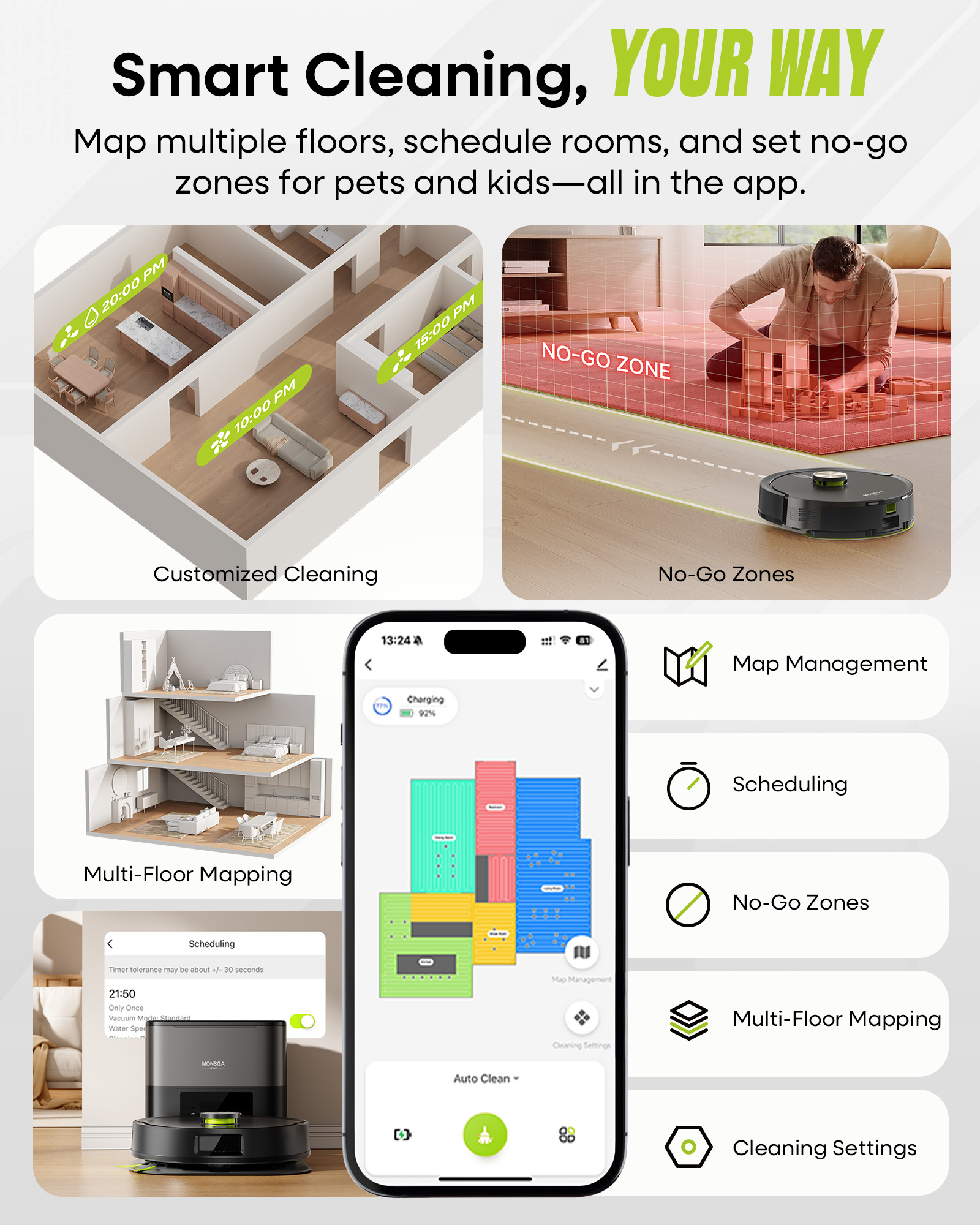 MONSGA MR7 PRO Robot Vacuum and Mop Combo