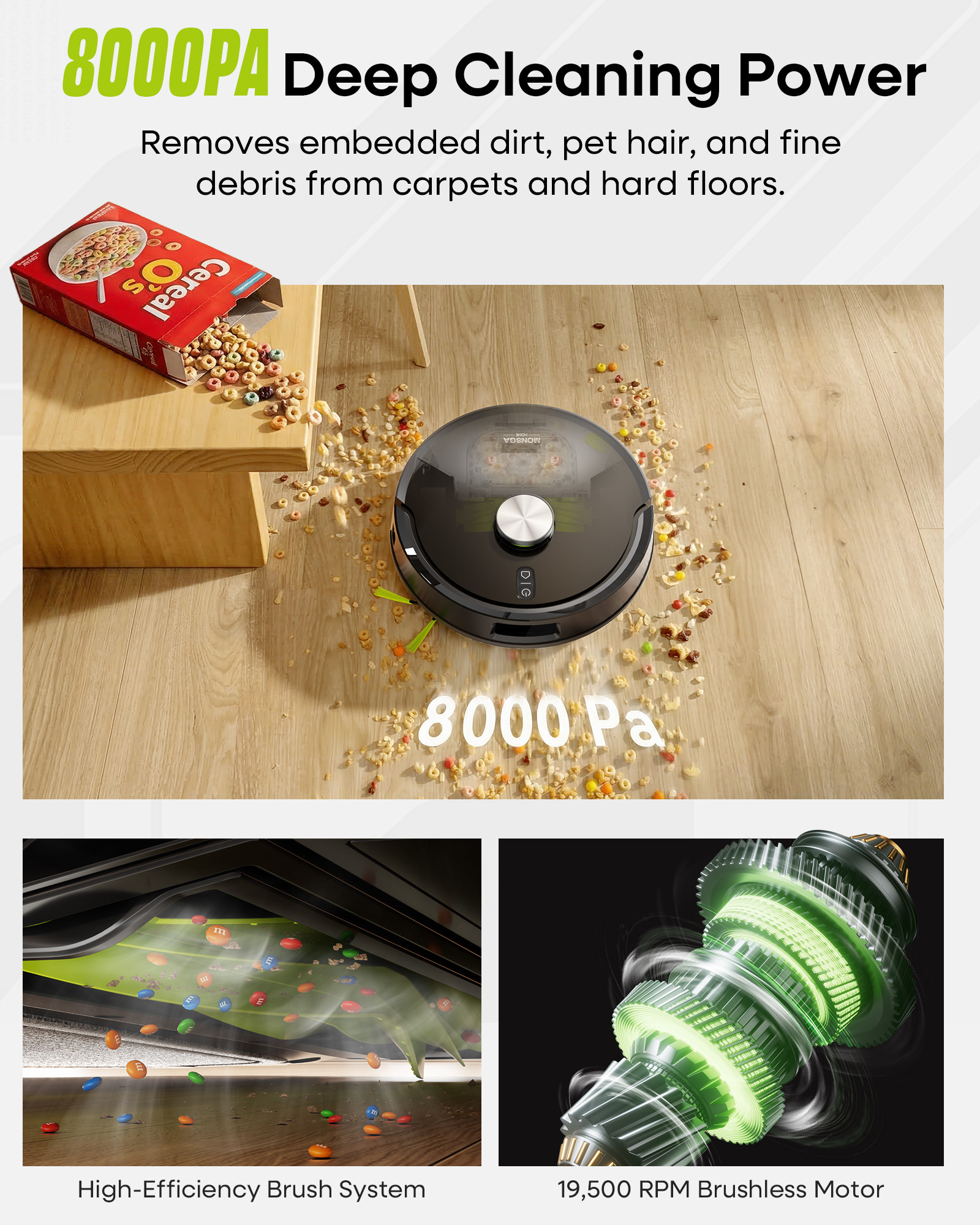 MONSGA MR7 PRO Robot Vacuum and Mop Combo