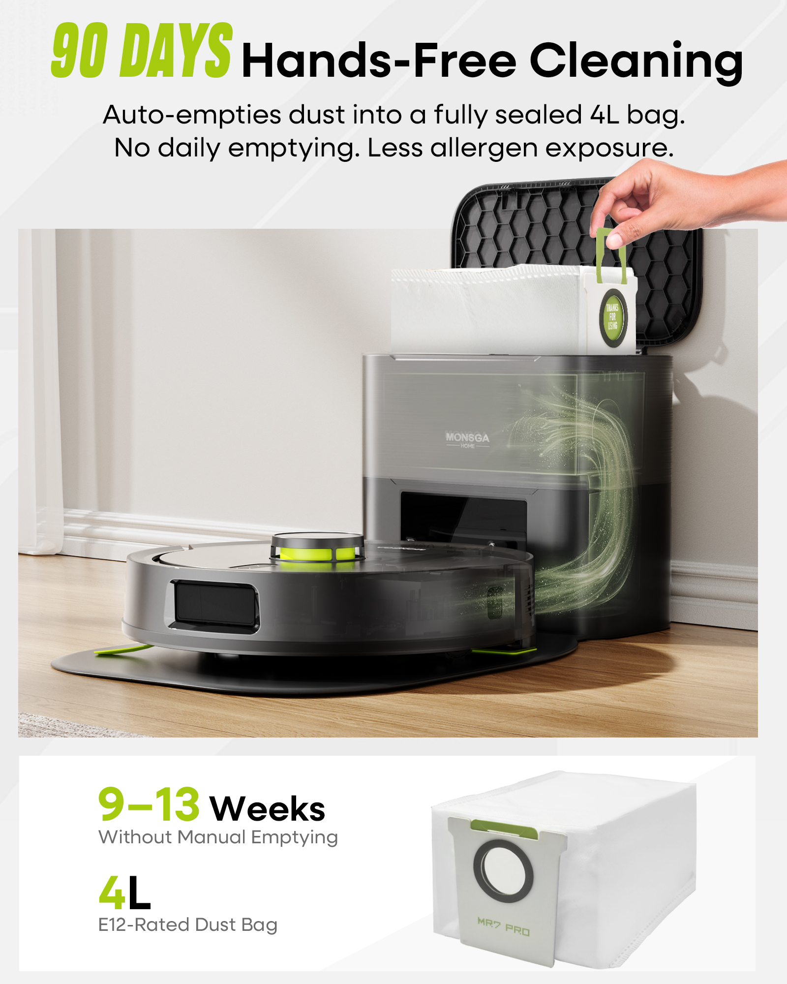 MONSGA MR7 PRO Robot Vacuum and Mop Combo