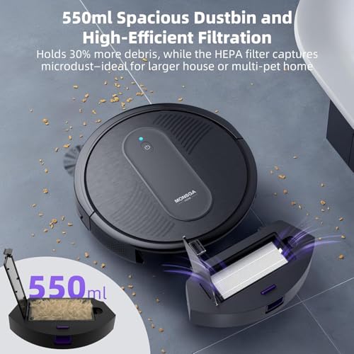 MONSGA Robot Vacuum Cleaner, 4000Pa Powerful Suction Robotic Vacuum, 3.2" Super-Slim, 140Min Runtime MR1