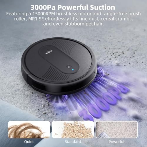 MONSGA Robot Vacuum Cleaner, 4000Pa Powerful Suction Robotic Vacuum, 3.2" Super-Slim, 140Min Runtime MR1