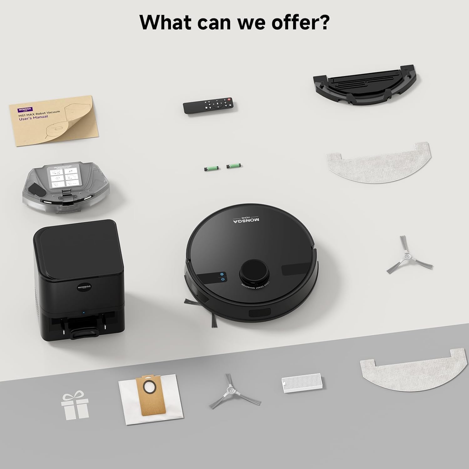 MONSGA Robot Vacuum and Mop Combo, 6000Pa Robotic Vacuum with 3.5L Self Emptying Station, Lidar Navigation Robot Vacuum Cleaner, 180mins Runtime,MS1 MAX