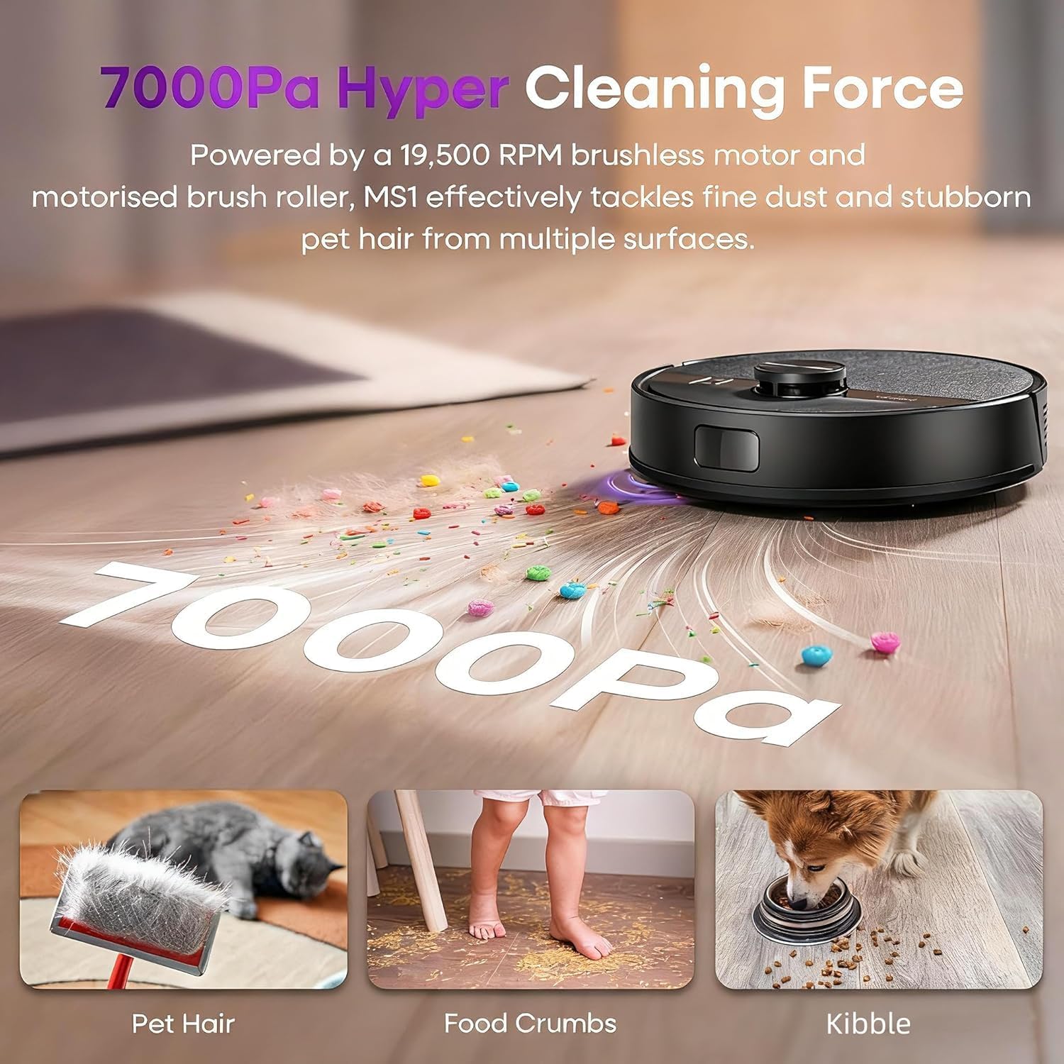 MONSGA Robot Vacuum and Mop Combo, 7000Pa Robotic Vacuum with Lidar Navigation, 180mins Runtime,MS1