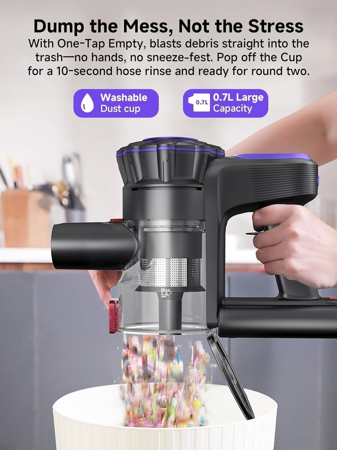 MONSGA Cordless Vacuum Cleaner, 45KPa 400W Stick Vacuum for Home MV3