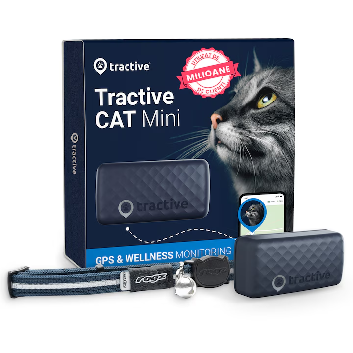 Dispozitiv monitorizare, Tractive GPS CAT Mini - GPS Tracker pentru pisici cu monitorizarea activitatii