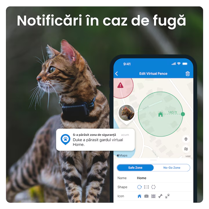 Dispozitiv monitorizare, Tractive GPS CAT Mini - GPS Tracker pentru pisici cu monitorizarea activitatii