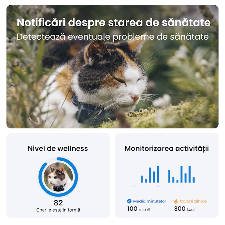 Dispozitiv monitorizare, Tractive GPS CAT Mini - GPS Tracker pentru pisici cu monitorizarea activitatii