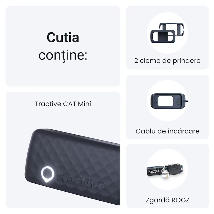 Dispozitiv monitorizare, Tractive GPS CAT Mini - GPS Tracker pentru pisici cu monitorizarea activitatii