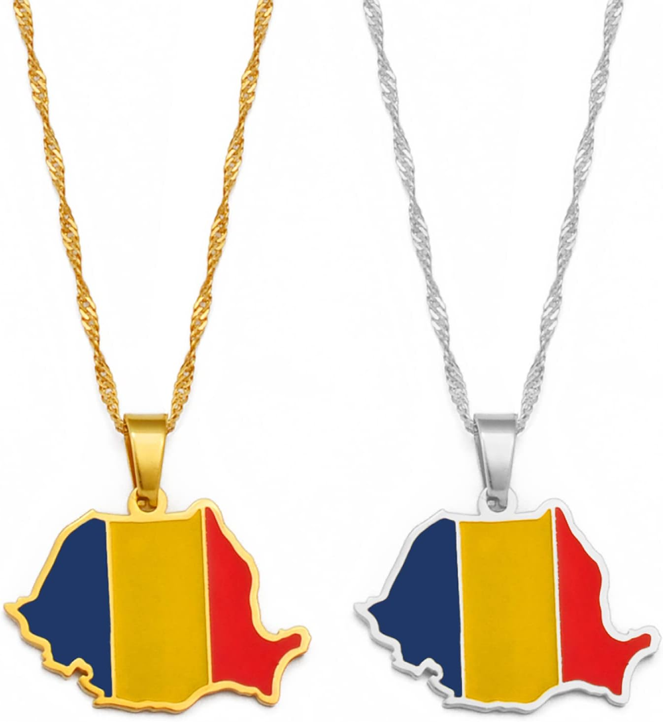 🌟 Combinația dintre suflet și modă! Colier cu pandantiv Harta României – Un design de steag pentru mândria națională 🌟