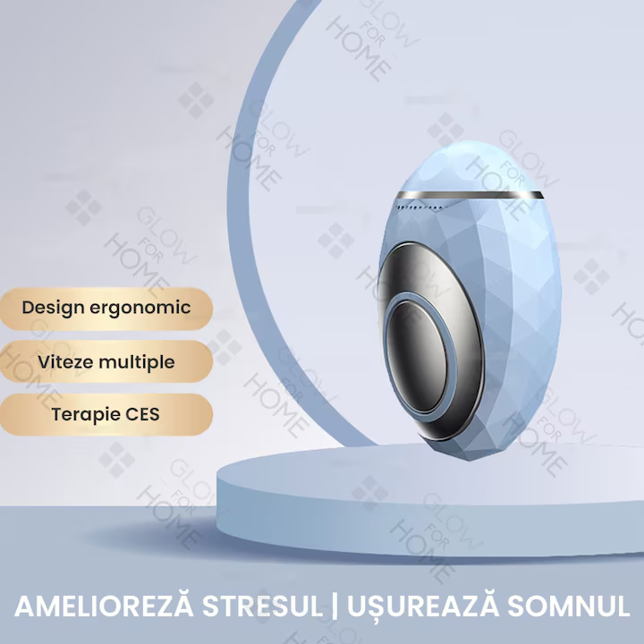 Dispozitiv inteligent de stimulare a somnului, GlowforHome, pentru adulti, aparat portabil de mana, micro-curent, anti insomnie, ajutor pentru dormit, ameliorarea anxietatii, stimularea pulsului, incarcare USB, bleu
