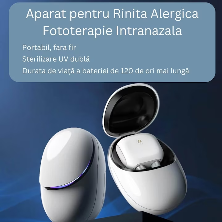 Aparat pentru Rinita Alergica, Terapie Nazala Laser prin Masaj cu Lumina Rosie si Infrarosu, Portabil, Reincarcabil