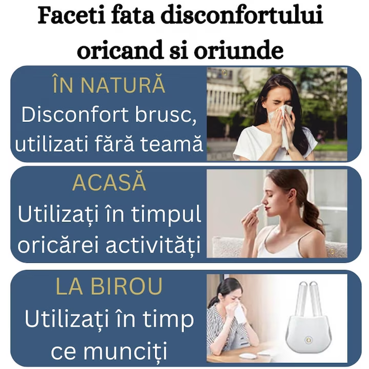 Aparat pentru Rinita Alergica, Terapie Nazala Laser prin Masaj cu Lumina Rosie si Infrarosu, Portabil, Reincarcabil