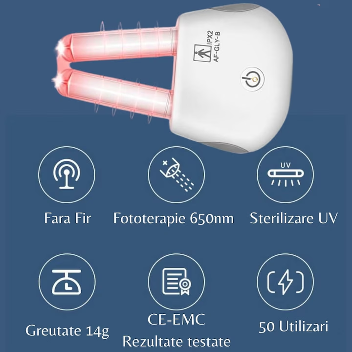 Aparat pentru Rinita Alergica, Terapie Nazala Laser prin Masaj cu Lumina Rosie si Infrarosu, Portabil, Reincarcabil