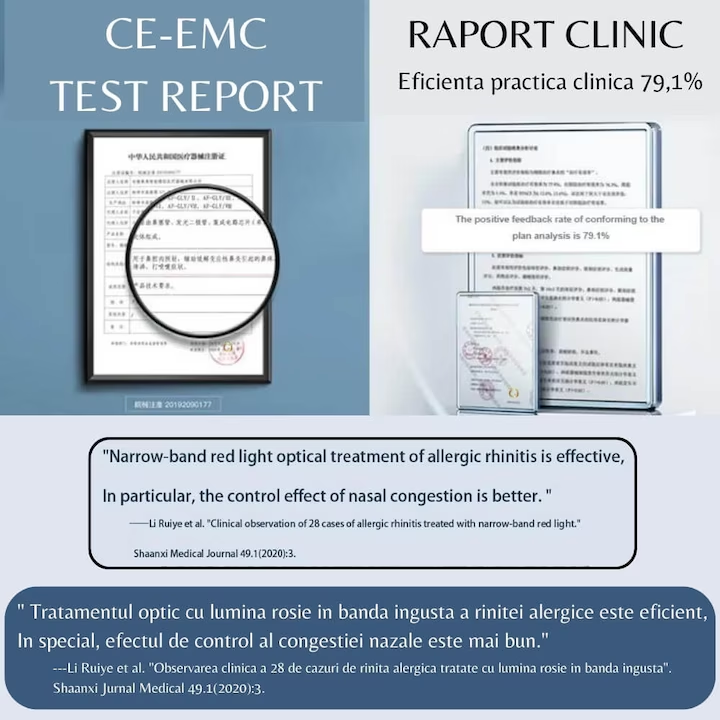 Aparat pentru Rinita Alergica, Terapie Nazala Laser prin Masaj cu Lumina Rosie si Infrarosu, Portabil, Reincarcabil