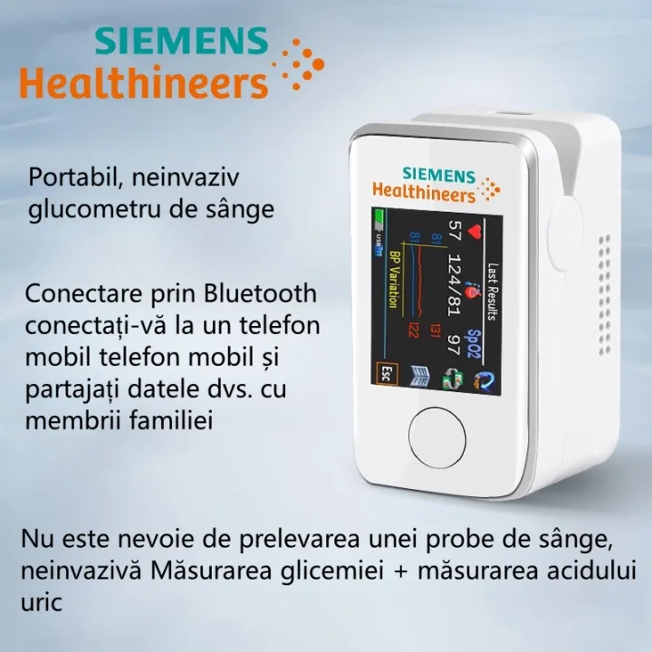 Siemens glucometru non-invaziv și fără durere: măsurare precisă în 5 secunde, fără înțepături, cu ecran HD