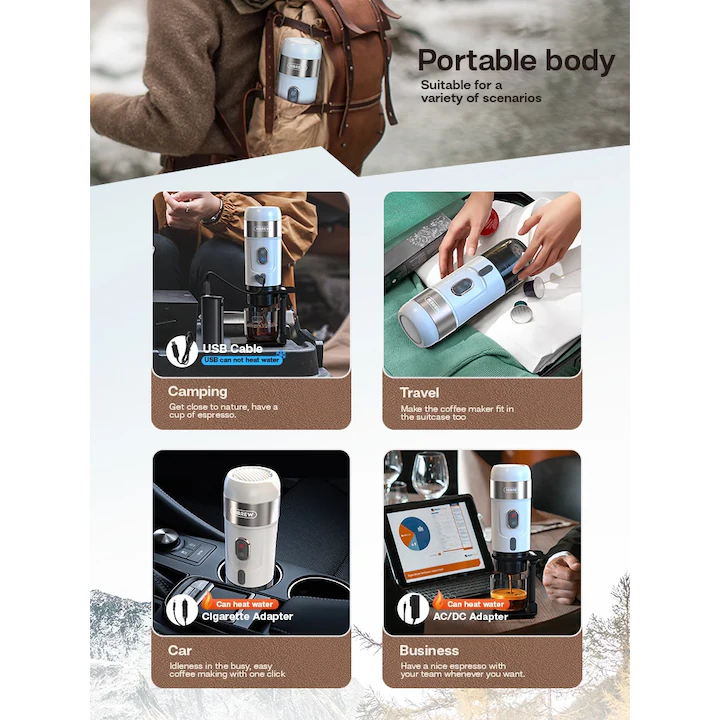 Espressor portabil HiBREW H4A-Premium 3 in 1 cu geanta de transport